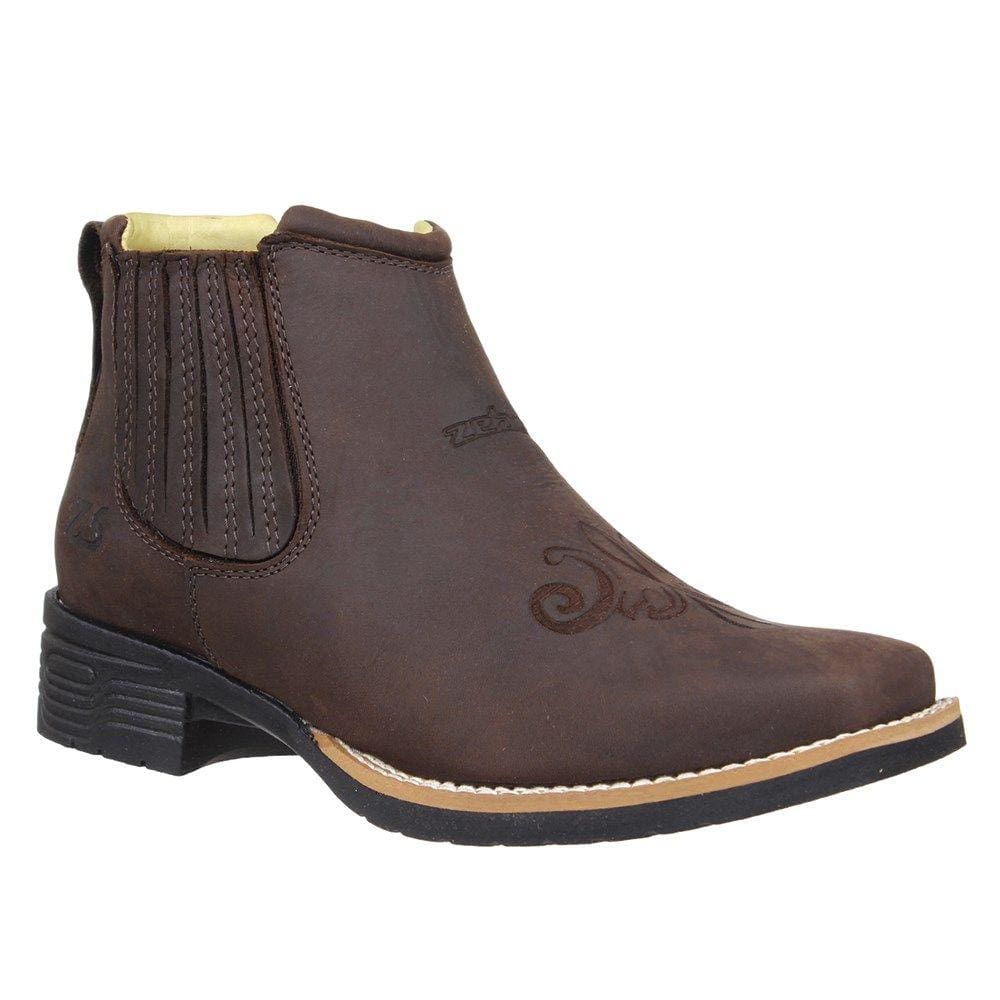 Botina Feminina Bico Quadrado Marrom Zebu 33564