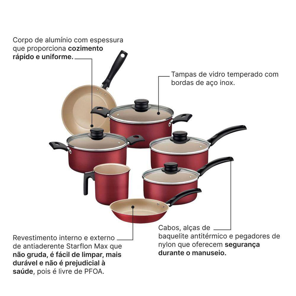 Jogo de Panelas Tramontina 20297/761 Turim 7peças Vermelho