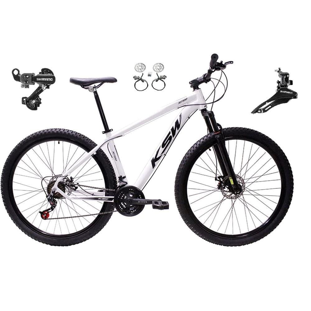 Bicicleta aro 29 Ksw Xlt 24v Câmbios Shimano Freios Hidráulicos Garfo com Suspensão - Branco