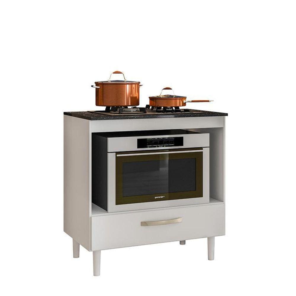 Balcão para cooktop 80 Branco/Branco UV - Nicioli