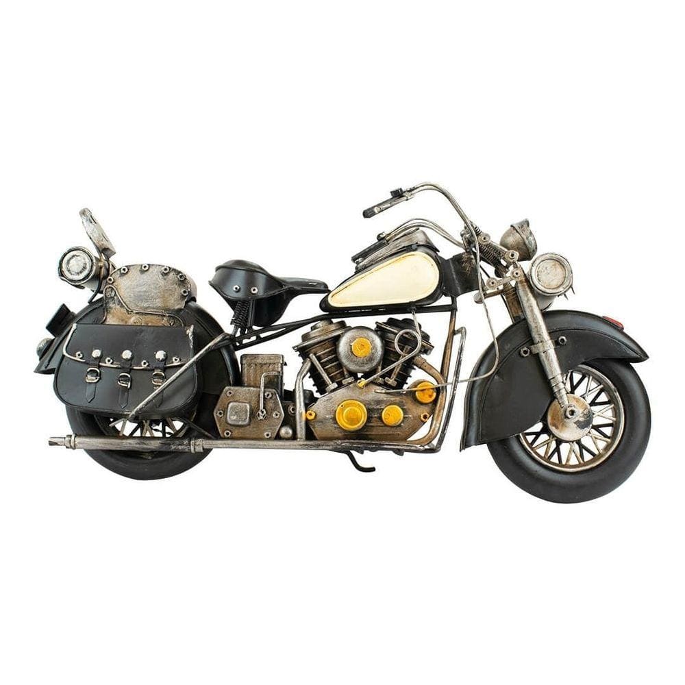 Enfeite Miniatura Motocicleta Preta Estilo Retrô - Vintage