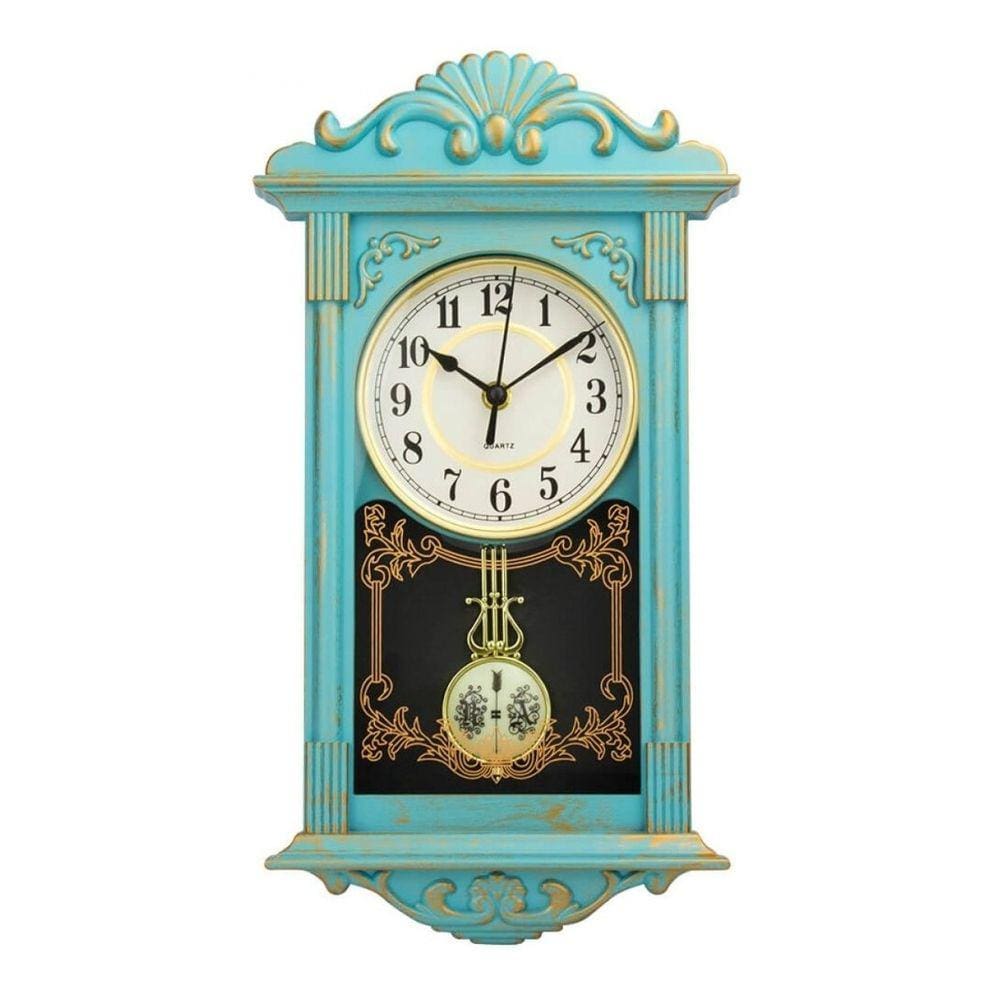 Relógio De Parede Estilo Antigo Clássico Retrô Vintage Azul