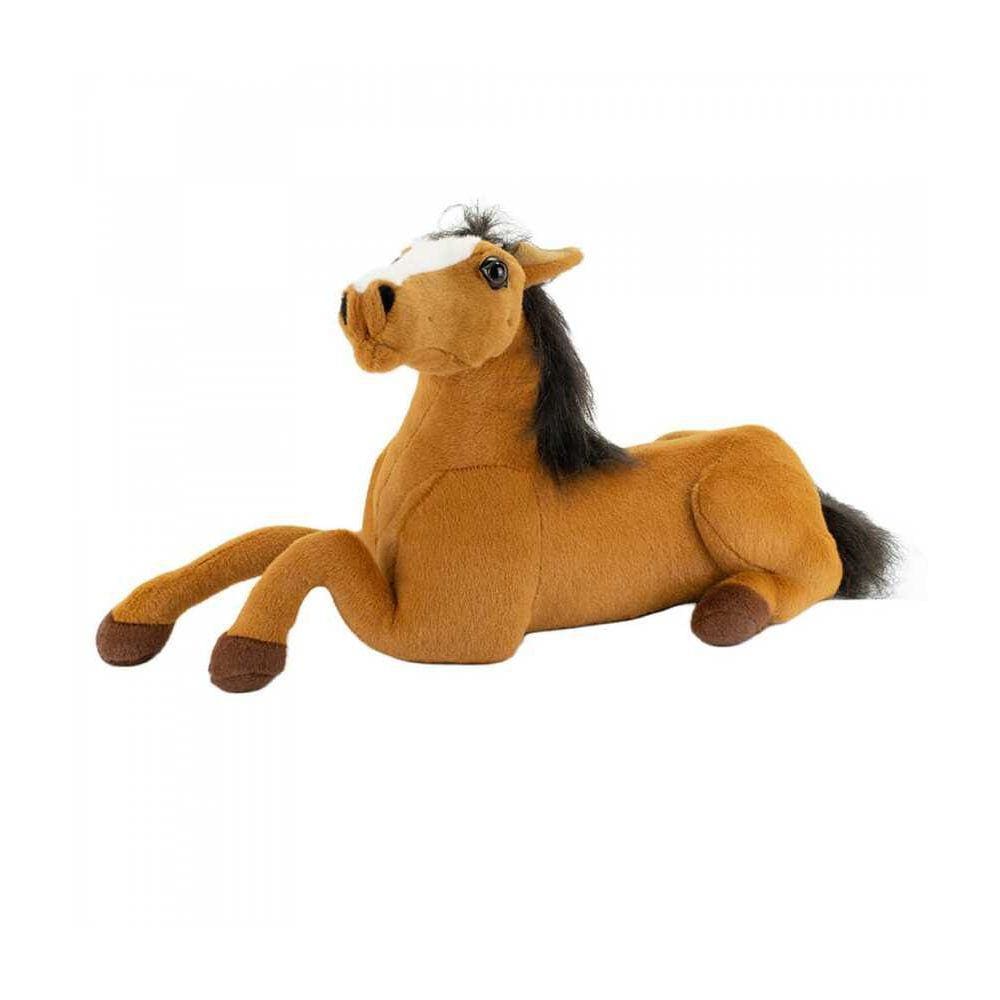 Cavalo De Pelúcia Realista Caramelo Fazenda Deitado 73 Cm