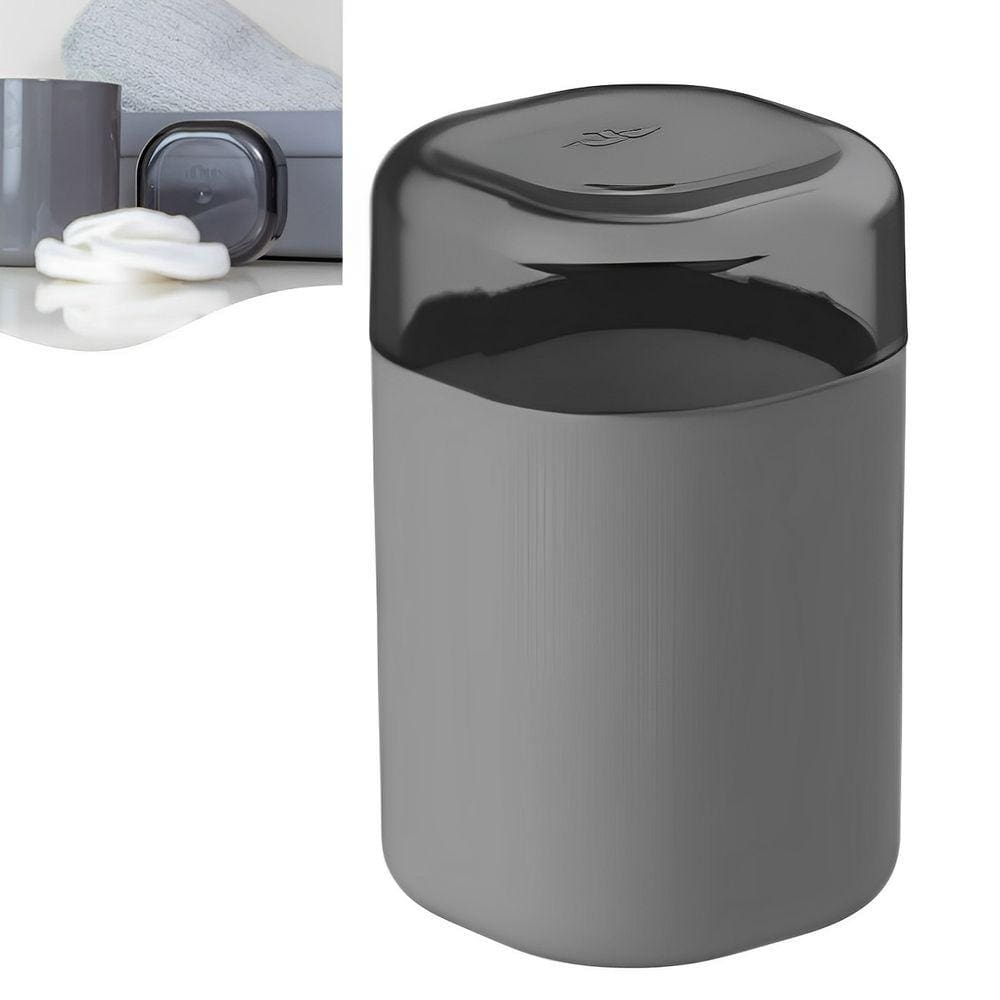 Porta Algodão e Cotonete Dual Organizador Pia Banheiro Cinza Escuro PAD 900 Ou