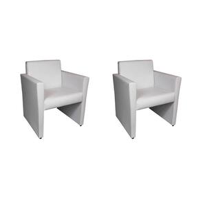 Kit 2 Poltronas Nina Slim 1 Lugar Pé Fechado Branco - Cor: Branco