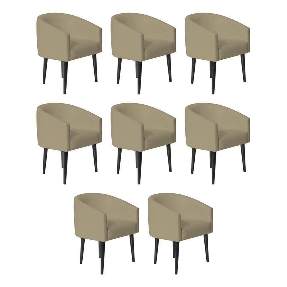 Kit 8 Poltrona Sandy Para Escritório Consultório Sala De Estar Recepção - Courvin Bege - Cor: Bege