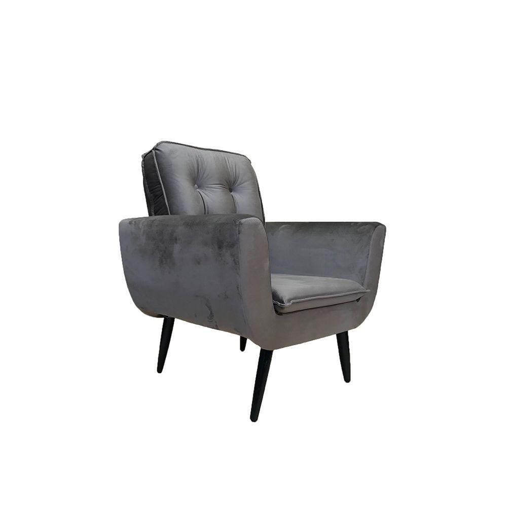 Poltrona Saturno Para Sala De Estar Quarto Escritório Tecido Suede - Cinza Escuro - Cor: Cinza