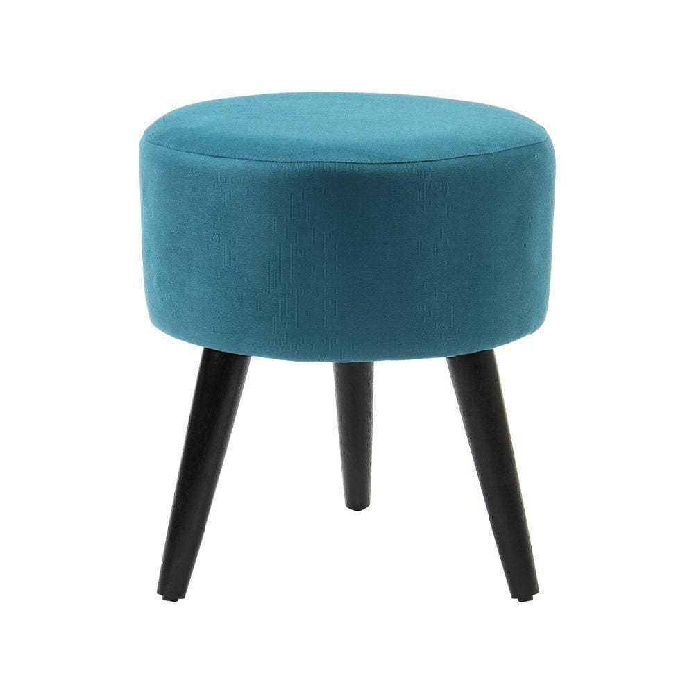 Puff Banco Luca Em Tecido Suede - Azul Turquesa - Cor: Azul