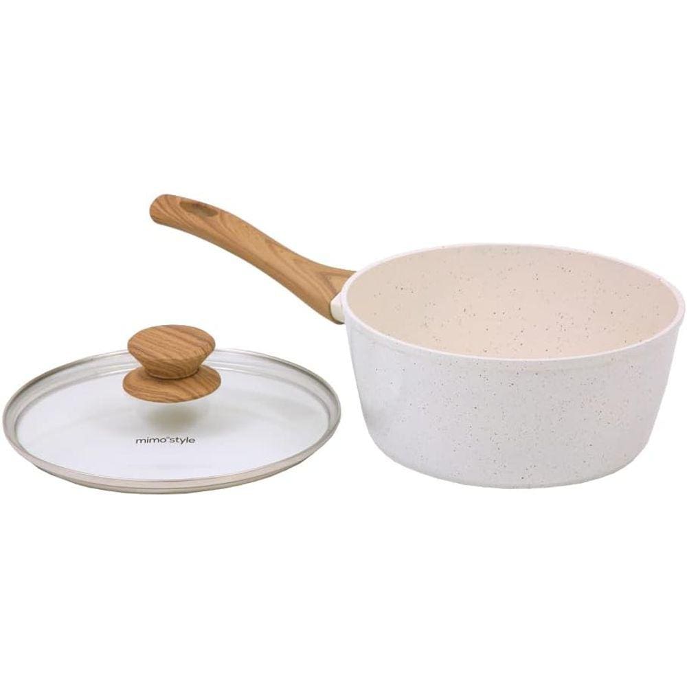 Panela Aluminio Cerâmica Indução Antiaderente 20cm Mimo Style Linha Cook Vanilla 2,25 Litros Com Tampa De Vidro