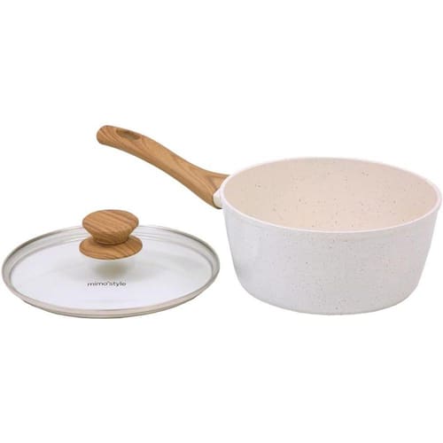 imagem-Panela Aluminio Cerâmica Indução Antiaderente 20cm Mimo Style Linha Cook Vanilla 2,25 Litros Com Tampa De Vidro	