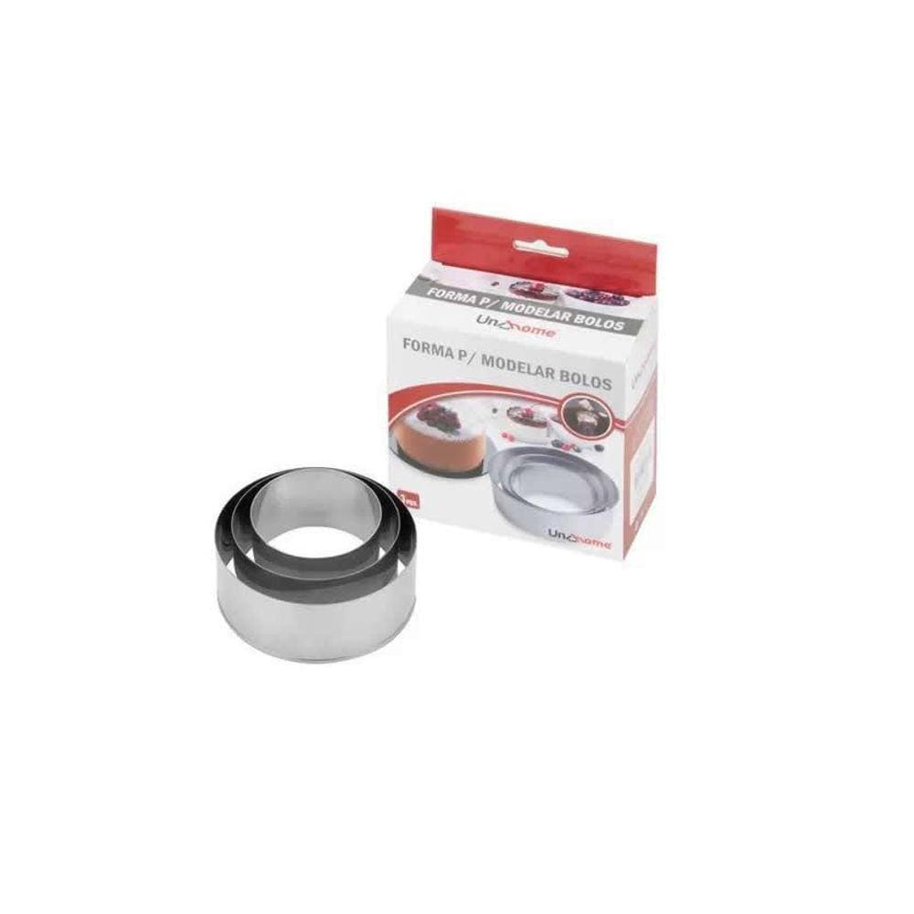 Kit Com 3 Formas Redondas Para Modelar Bolo Inox 3 Tamanhos