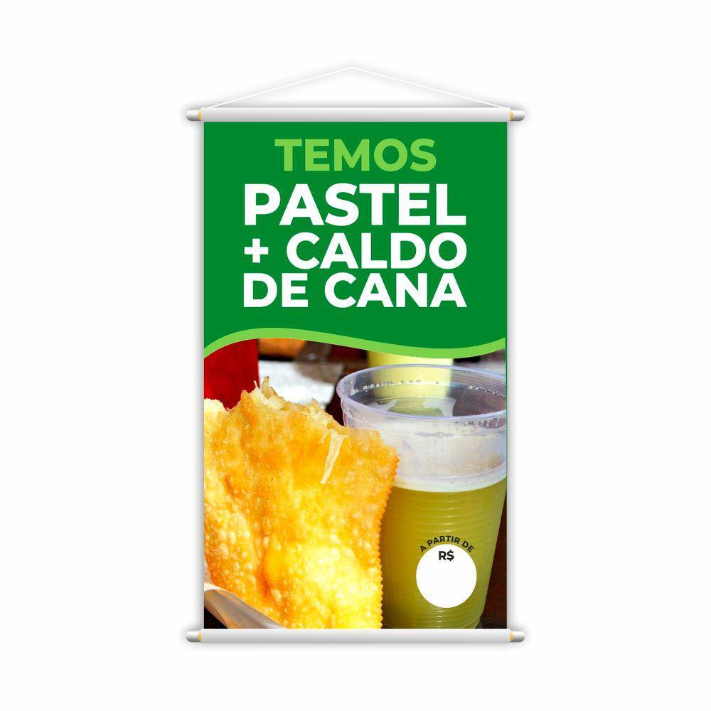Banner Temos Pastel e Caldo de Cana Lanche Preço 80x50cm