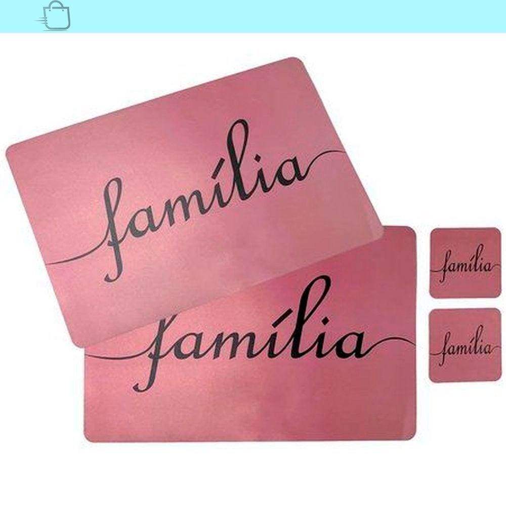 Kit 2 Jogos Americanos e 2 Porta Copos Família
