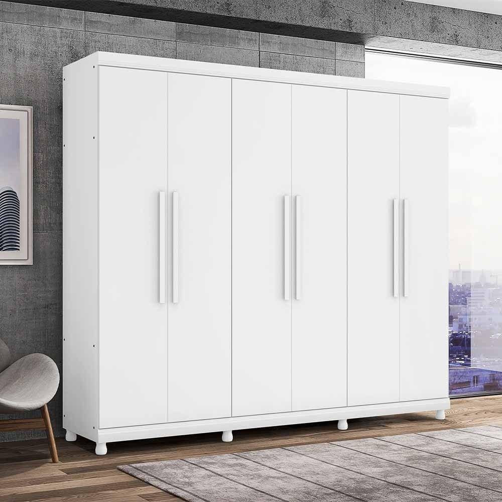 Guarda Roupa Antares 100% MDF 6 Portas 5 Gavetas com Pés - Lanza