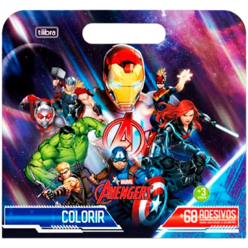 Livro atividades colorir + adesivos Maleta Avengers Tilibra