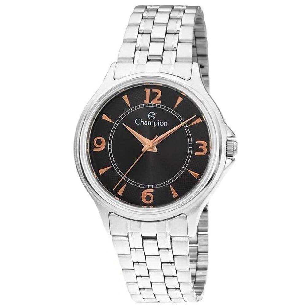 Relógio CHAMPION unissex preto prata CH22895T