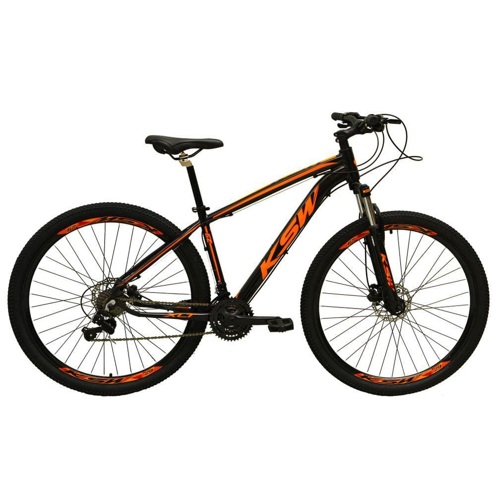 Bicicleta Aro 29 Ksw Xlt 27v Freio Hidráulico K7 Garfo com Trava - Preto\Laranja