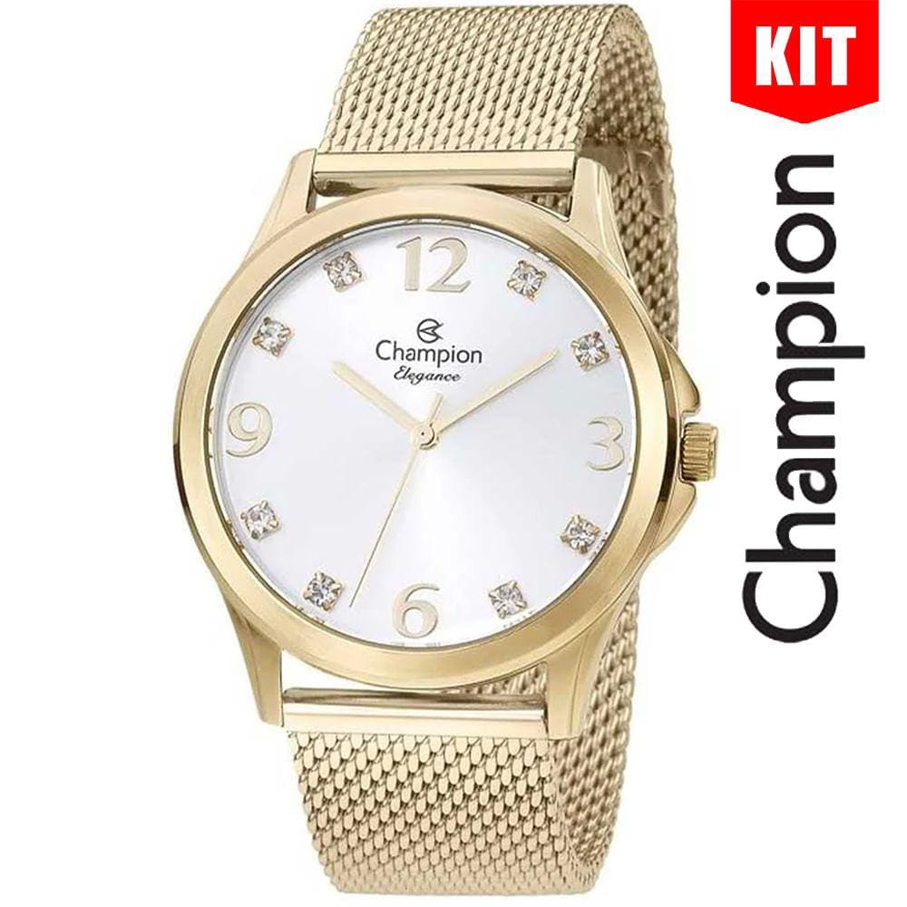 Relógio CHAMPION KIT feminino analógico dourado CN24093B