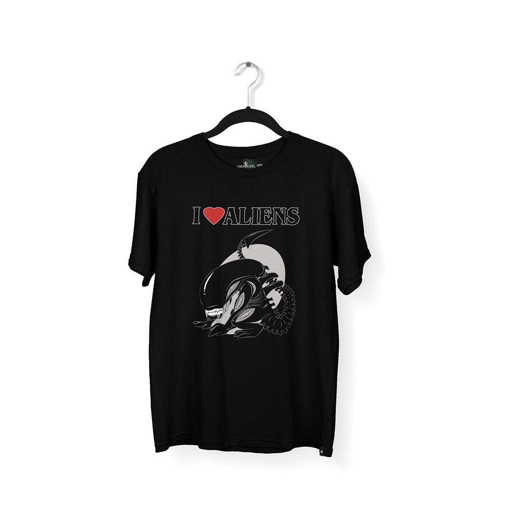 Camiseta Masculina I love Aliens Preta