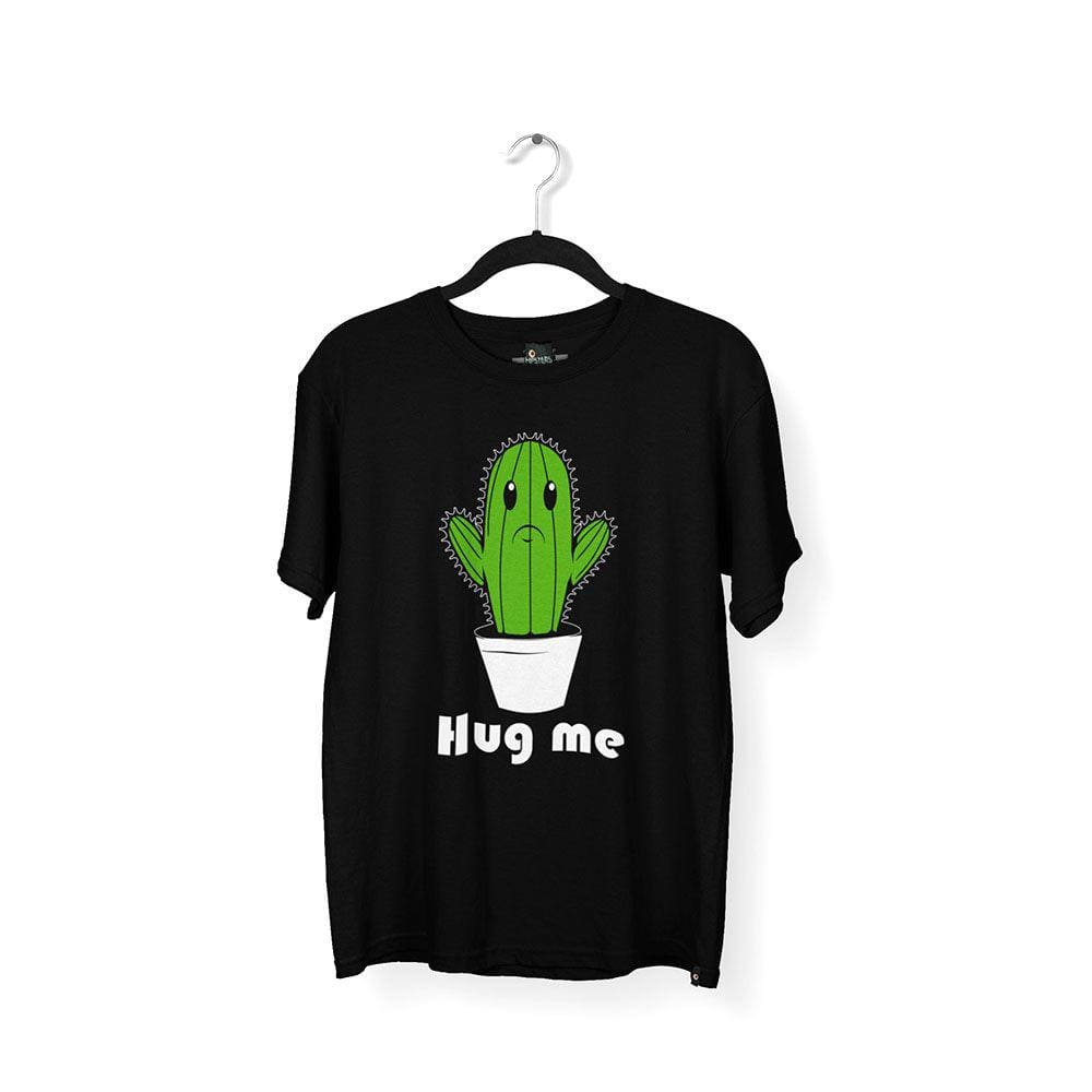 Camiseta Masculina Hug Me Cacto Preta
