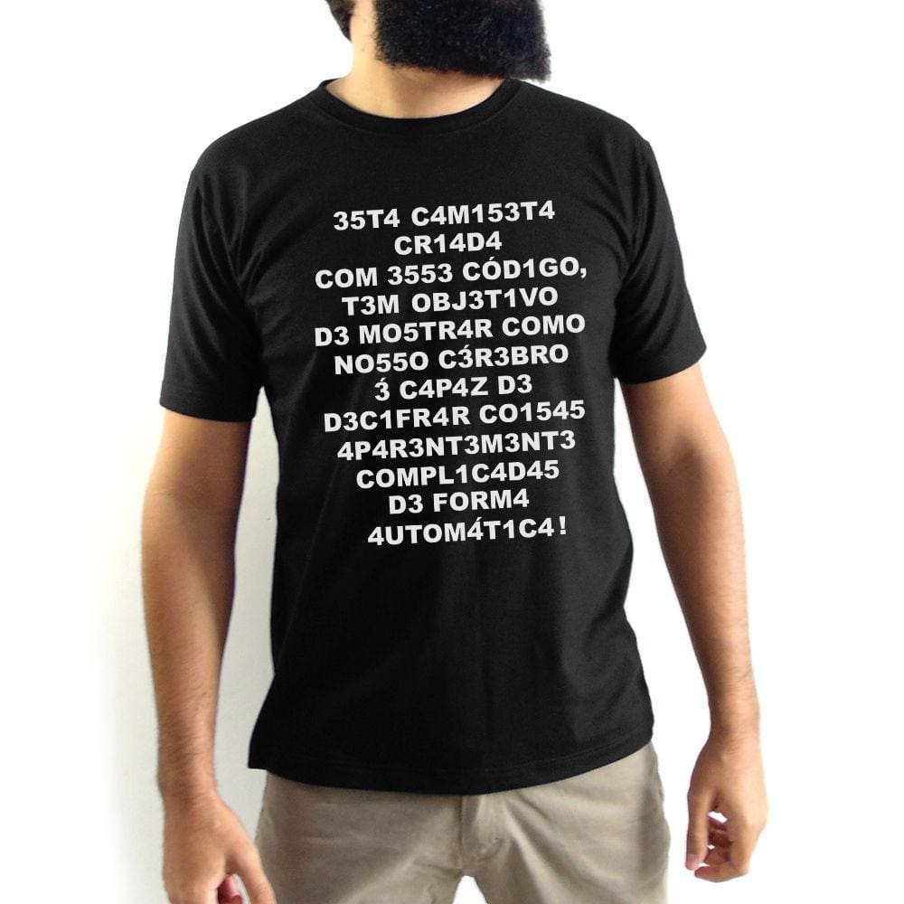 Camiseta Masculina Cérebro Automático Preta