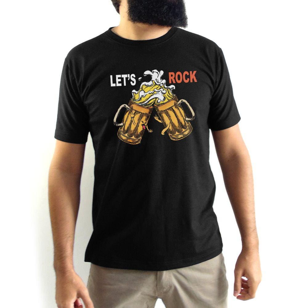 Camiseta Masculina Let`s Rock Beer Preta