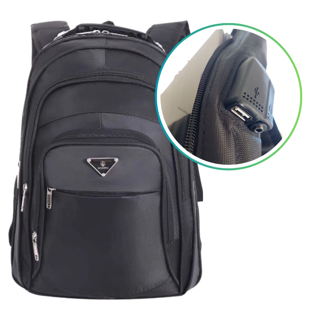 Mochila Masculina Reforçada Bolsa Notebook Saída Usb e Fone