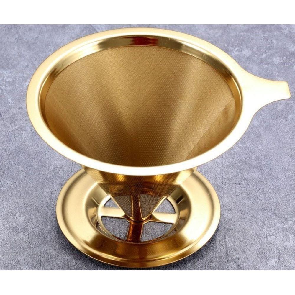 Coador Filtro De Café Ecológico Aço Inox Ultrafino Sem Uso De Papel 104 Dourado
