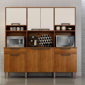 Armário de Cozinha 8 Portas 2 Gavetas Imola Sallêto Móveis - Cinamomo/Off