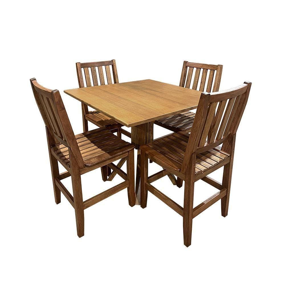 Conjunto De Mesa Madeira Maciça Berlim Com 4 Cadeiras Sala Cozinha 90x90cm Malbec - Cor: Marrom