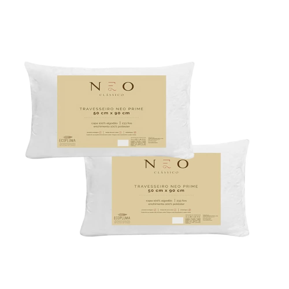 Kit 2 Travesseiros Neo Prime Ecopluma King 50cmx90cm Camesa