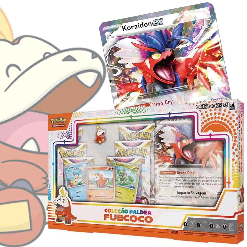 Box Pokémon Coleção Paldea Fuecoco com 40 Cartas - Copag Novidade