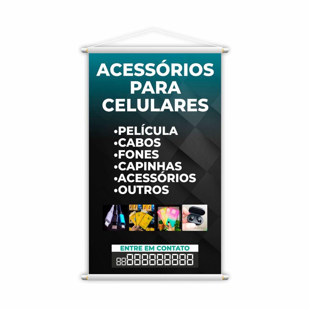 Banner Acessórios para Celulares Capinhas Películas Grande