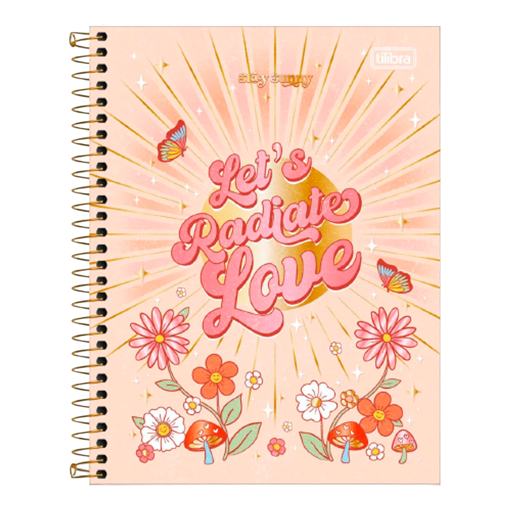Caderno Colegial 1 Matéria Tilibra Gypsy Sol Let`s Radiate