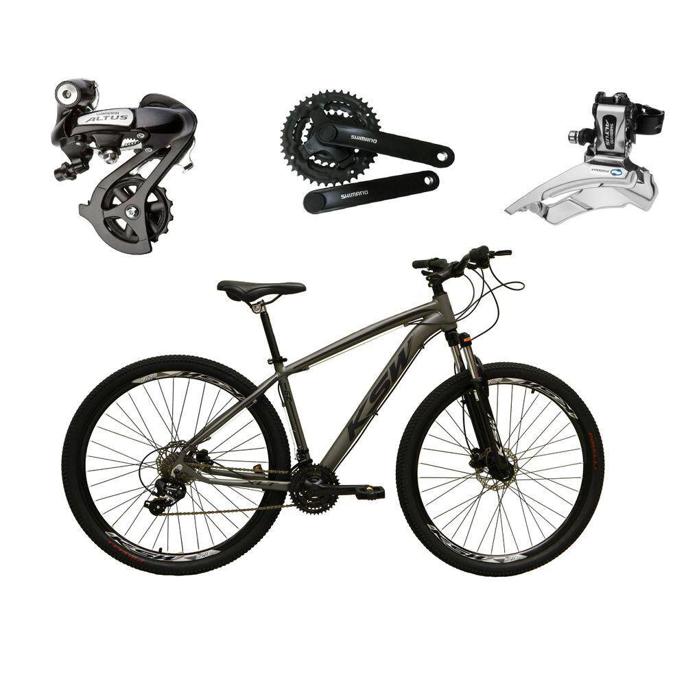 Bicicleta Aro 29 Ksw Xlt Câmbios Shimano Altus 24v K7 Alumínio Freios Hidráulicos Garfo Com Trava - Grafite
