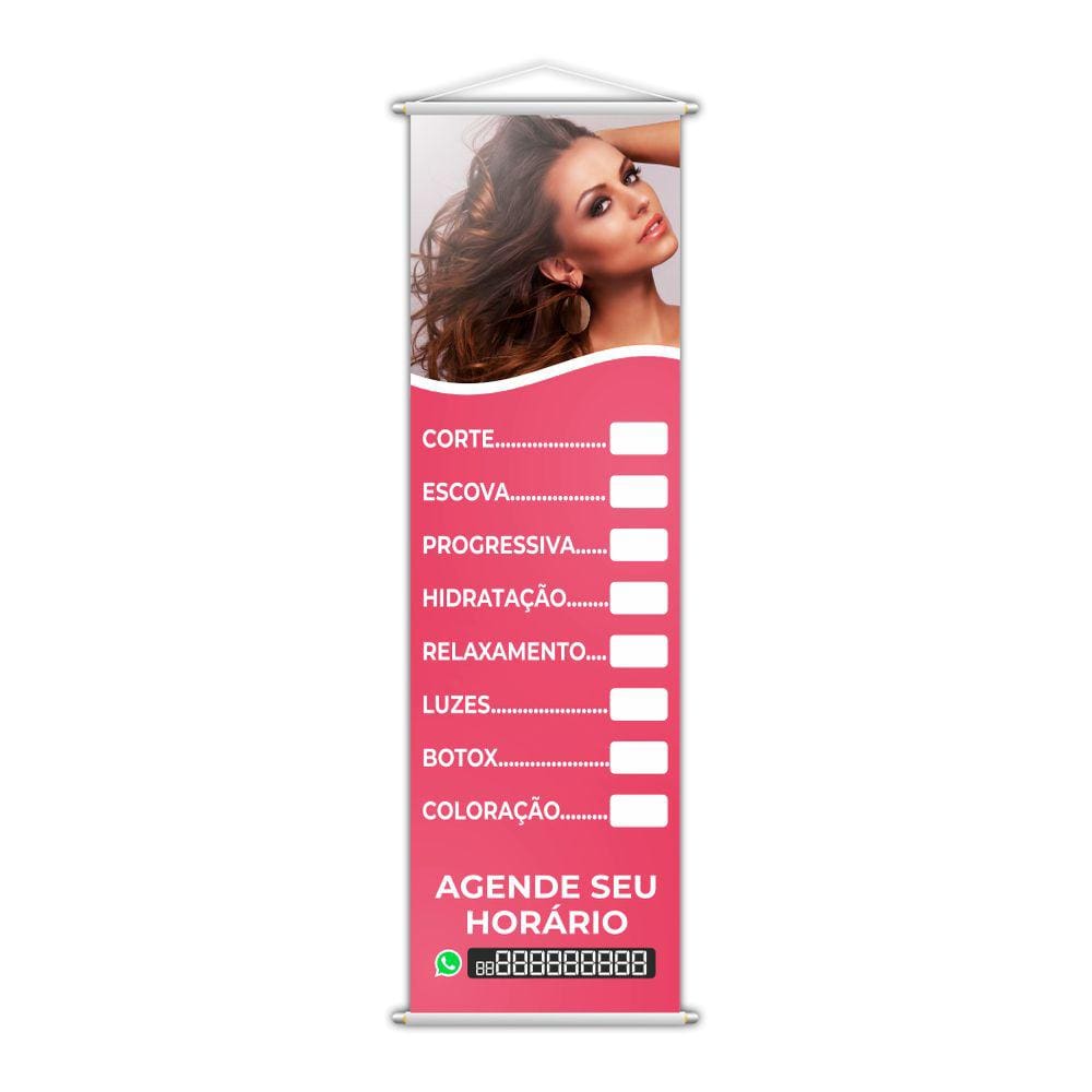 Banner Salão de Beleza Cabeleireiro Corte Escova 100x30cm