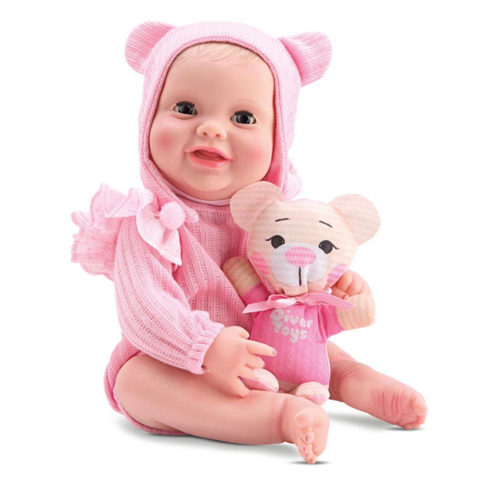 Boneca Bebê Newborn Collection Chupeta e Ursinho Divertoys