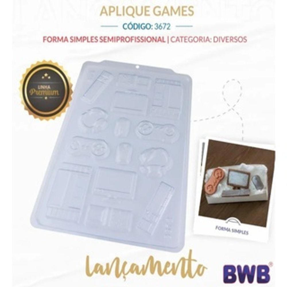 4 Formas Simples P/chocolate E Bombom Aplique Games 3672 Bwb