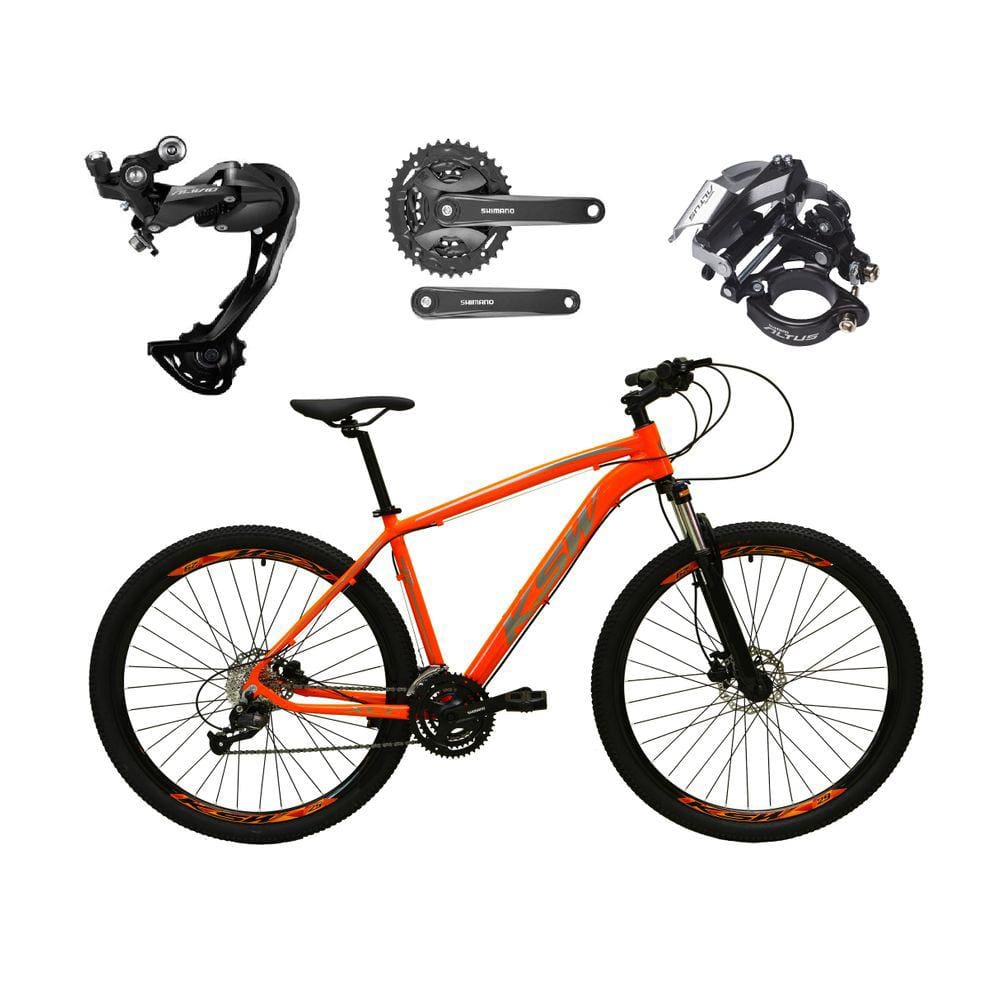 Bicicleta Aro 29 Ksw Xlt Alumínio Câmbio Traseiro Shimano Alívio e Altus 27v Freio Hidráulico Garfo Com Trava - Laranja