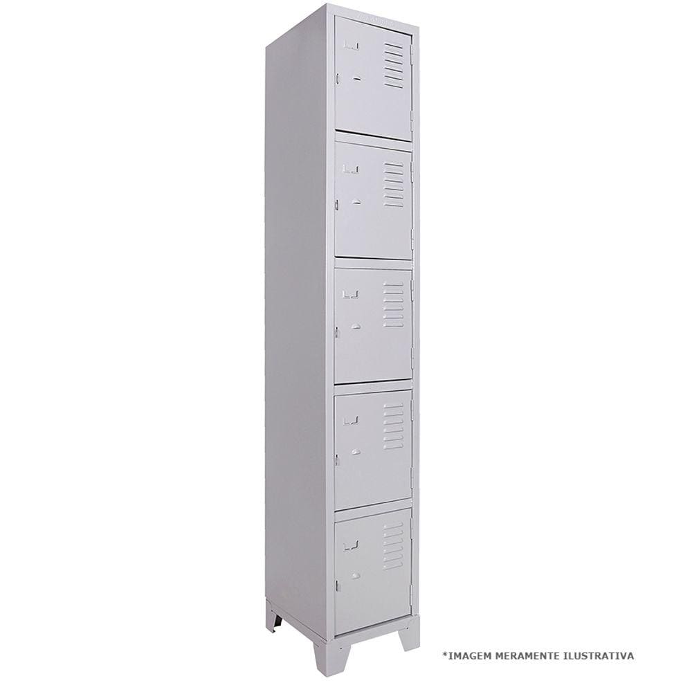 Armário Roupeiro De Aço 5 Portas Para Vestiário Academia Locker Cinza