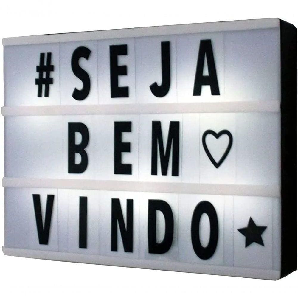 Luminária Cinema Light Box Led A5 96 Letras Números Ícones Letreiro