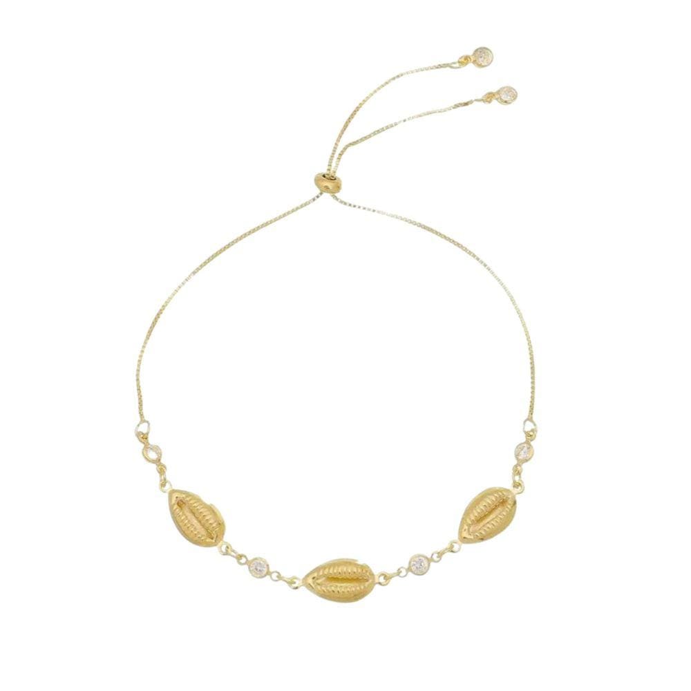 Pulseira ajustável ponto de luz e búzios