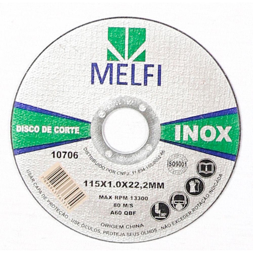 Kit 50 Disco Corte Inox 115 X 1,0 X 22,2 Melfi