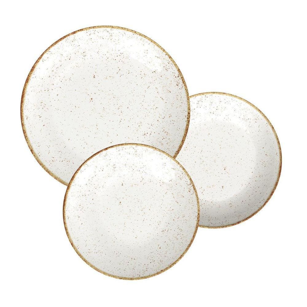 Jogo De Pratos Tramontina Rustico Marrom Porcelana 12 Pc