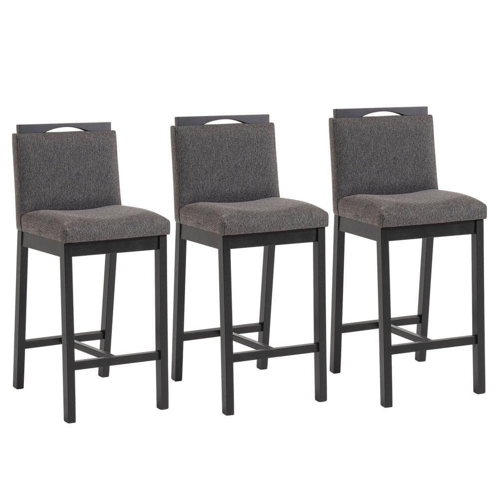 Conjunto 3 Banquetas Madeira Maciça Dani Preto Tec Algodão