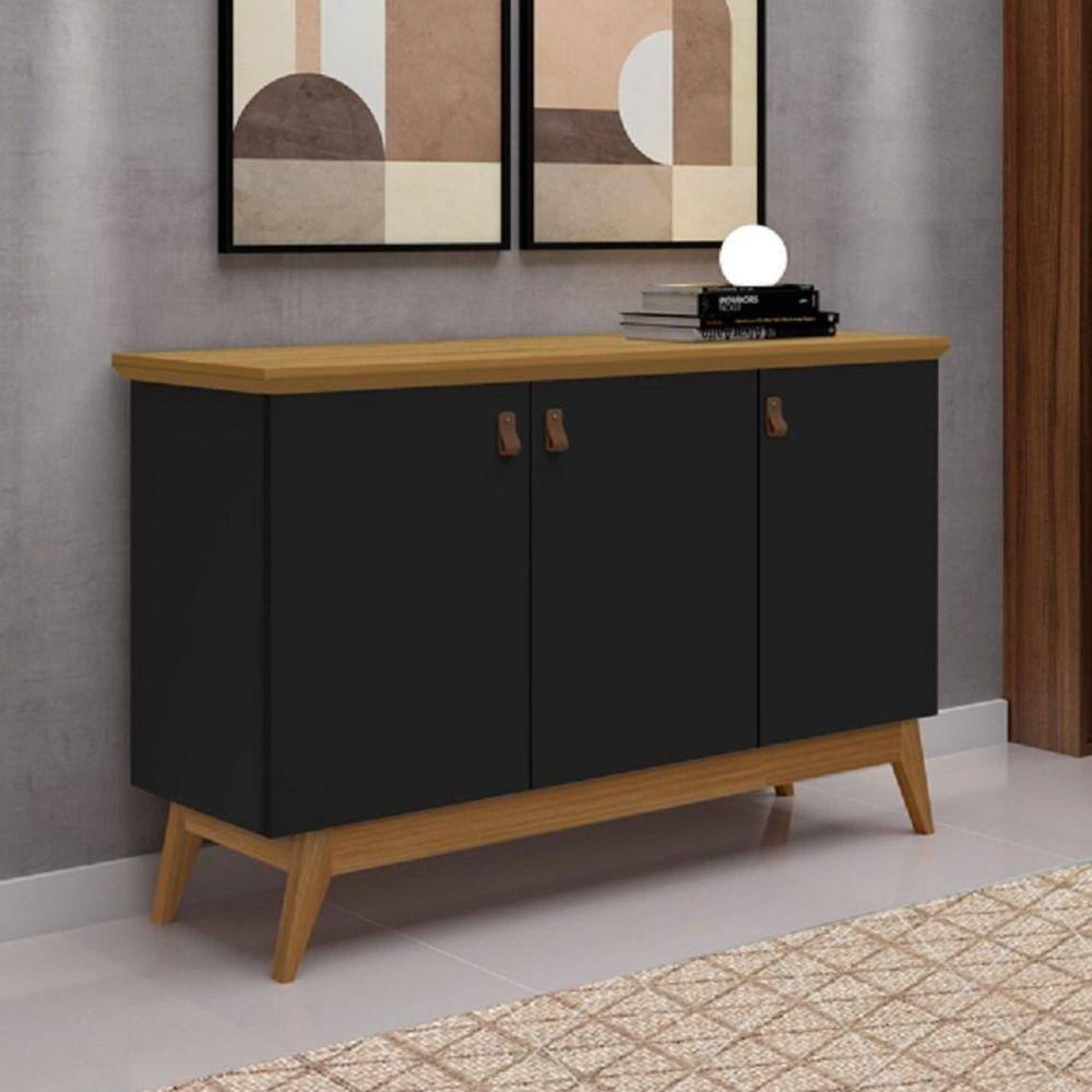 Buffet 3 Portas Absolut Preto/Marrom