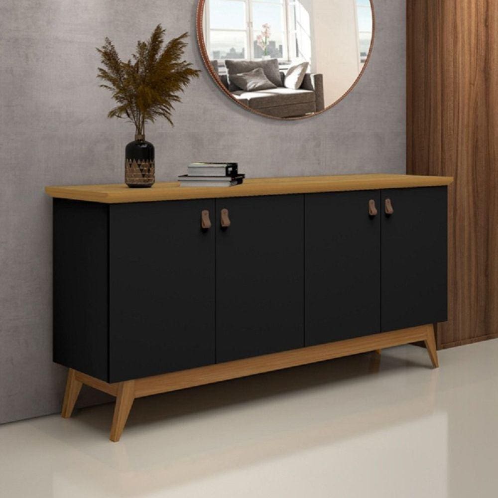 Buffet 4 Portas Absolut Preto/Marrom