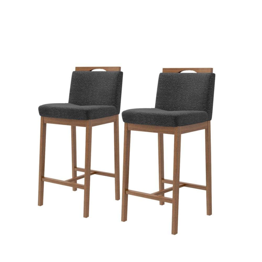 Conjunto 2 Banquetas Madeira Maciça Dani Nogueira Tec Algodão