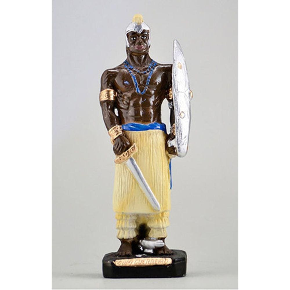 Imagem Ogum Guerreiro Escultura Gesso Estatua 25 Cm