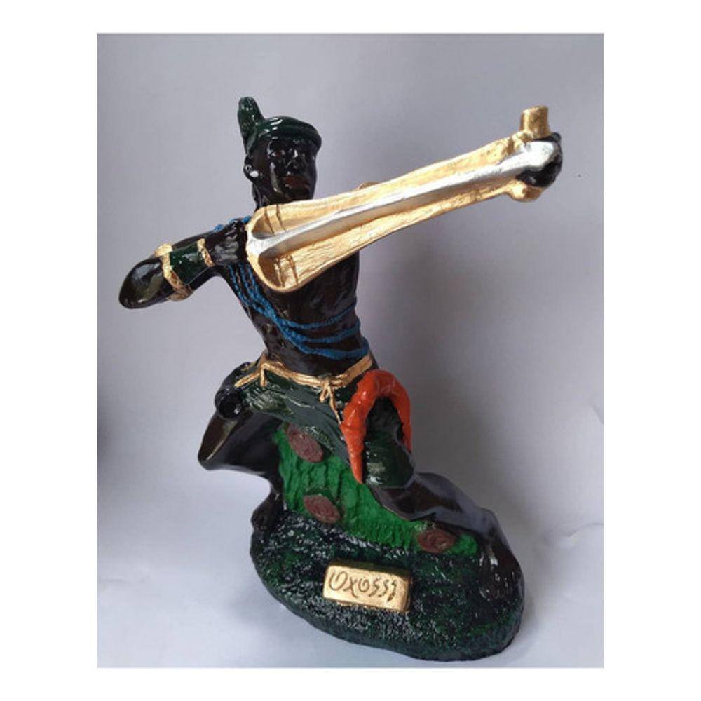 Imagem Orixa Oxossi Escultura Gesso Estatua 21 Cm